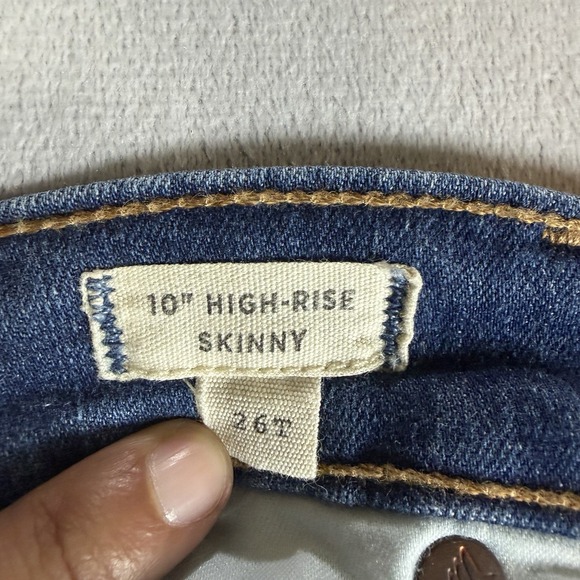 Madewell 10" high rise Women skinny Jeans button fly chewed raw hem  size 26 T - Picture 4 of 12